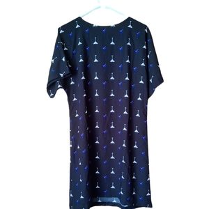Modcloth black women tunic dress wine printed size S